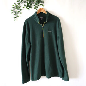 Eddie Bauer Men's Green 1/4 Zip Lightweight Fleece Pullover Sweater Size TXL